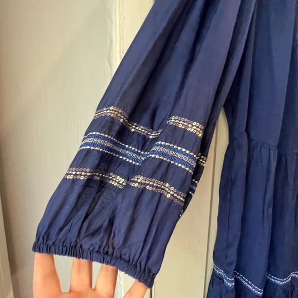 Velvet by Graham & Spencer Tina Boho Tiered Dress S Sequins and Embroidery - Picture 7 of 15